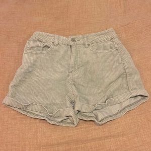 Green corduroy shorts